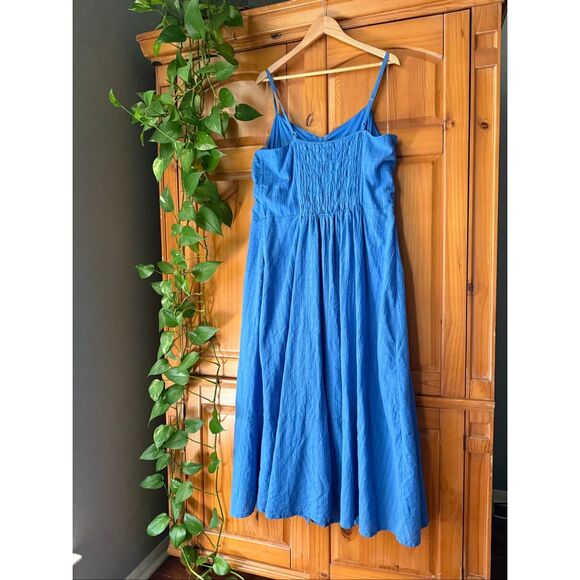 LANE BRYANT REGATTA BLUE SLEEVELESS V-NECK BUTTON FRONT MAXI DRESS SZ 22 - Picture 5 of 10